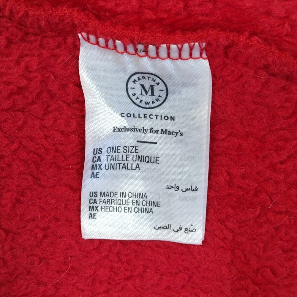 Martha Stewart Red White Plush Sherpa Fleece Intimates Loungewear Housewear Robe - Picture 5 of 8